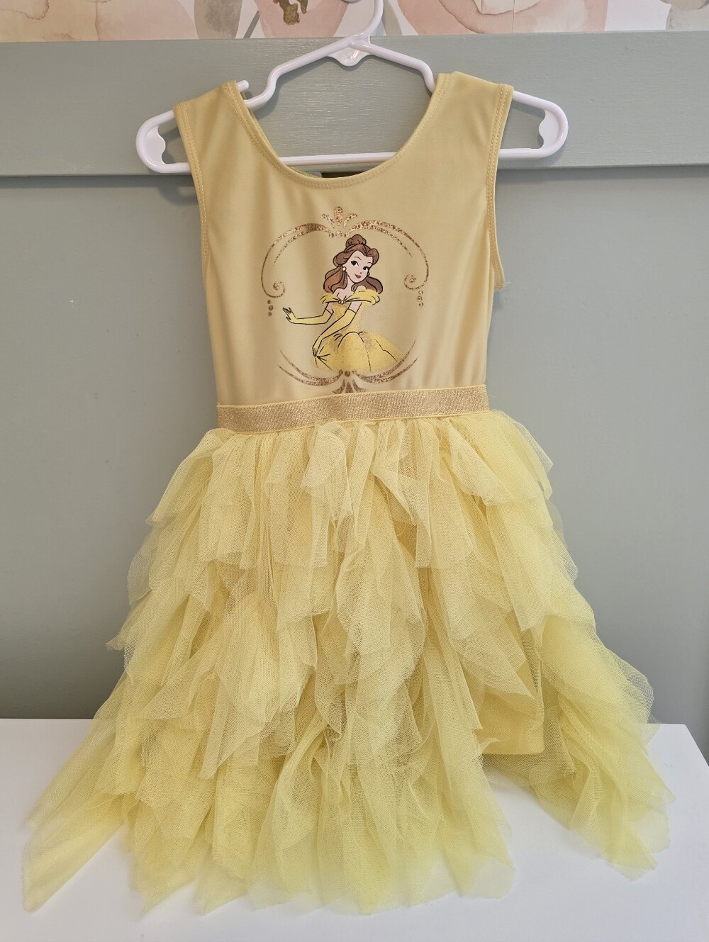 Disney Yellow Princess Belle Tulle Romper Tulle Leotard 4t